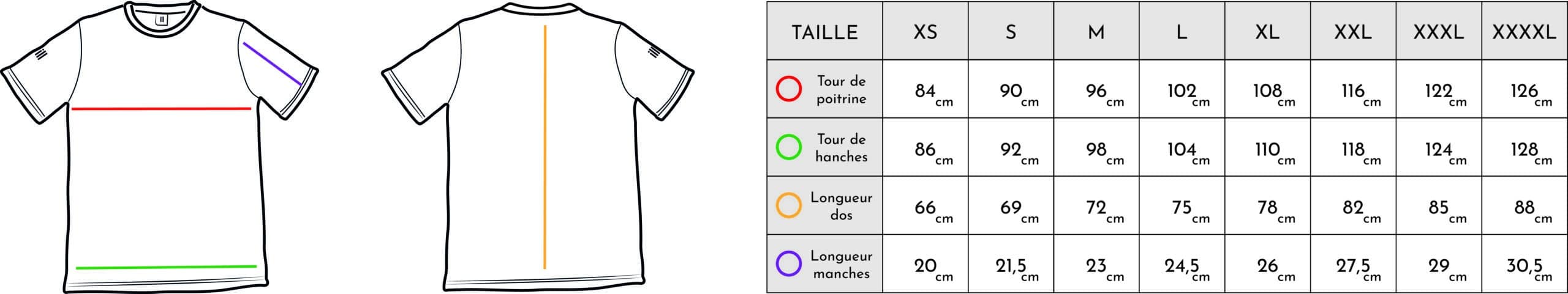 Guide des tailles t-shirt V2 illDESIGN France