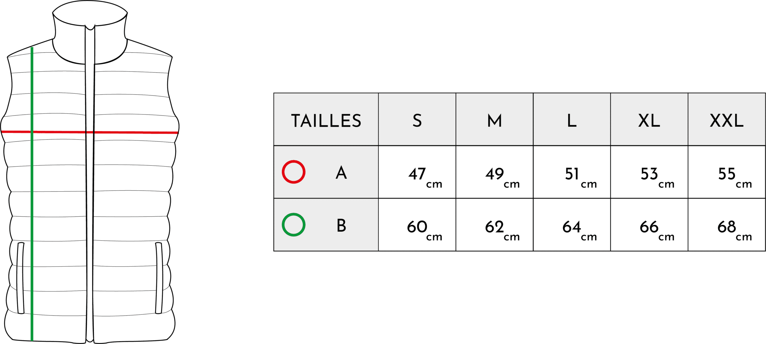 Guide des tailles doudoune femme illDESIGN France